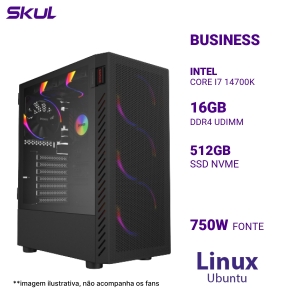 COMPUTADOR B700 CORE I7 14700K MEM 16GB DDR4 SSD 512GB NVME FONTE 750W 80 PLUS BRONZE LINUX UBUNTU