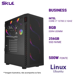 COMPUTADOR B700 CORE I7 12700 2.1GHZ MEM 8GB DDR4 SSD 256GB NVME FONTE 500W 80 PLUS WHITE LINUX UBUNTU