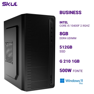 COMPUTADOR B500 CORE I5 10400F 2.9GHZ MEM 8GB DDR4 SSD 512GB G 210 1GB  FONTE 500W 80 PLUS WHITE WINDOWS 11 PRO