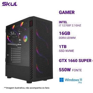 COMPUTADOR 7000 I7 12700F 2.1GHZ MEM 16GB DDR4 SSD 1TB NVME GTX 1660 SUPER 6GB FONTE 550W 80 PLUS BRONZE WINDOWS 11 PRO
