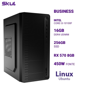 COMPUTADOR B300 CORE I3-10100F MEM 16GB DDR4 SSD 256GB RX 570 8GB FONTE 450W 80 PLUS BRONZE LINUX UBUNTU