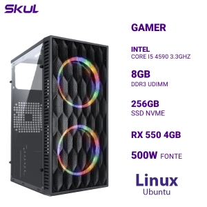 COMPUTADOR 5000 CORE I5 4590 3.3GHZ MEM 8GB DDR3 SSD 256GB NVME RX 550 4GB FONTE 500W  LINUX UBUNTU