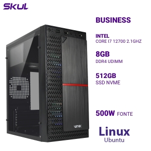 COMPUTADOR B700 CORE I7 12700 2.1GHZ MEM 8GB DDR4 SSD 512GB NVME FONTE 500W 80 PLUS WHITE LINUX UBUNTU