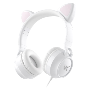 FONE HEADSET KITTY EAR - ORELHA DE GATO BRANCO COM MICROFONE CABO 1.2M PLUG P2 ESTEREO P3 - KE110B