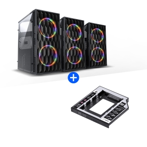 KIT PROMOCIONAL GABINETE GAMER VINIK WAVE PRETO LATERAL ACRILICO + ADAPTADOR CADDY 12,7MM