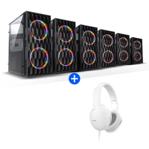 KIT PROMOCIONAL GABINETE GAMER VINIK WAVE PRETO LATERAL ACRILICO + HEADSET GO TUNE