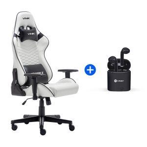 KIT PROMOCIONAL CADEIRA GAMER  COMET BRANCA + FONE BLUETOOTH TWS PRETO