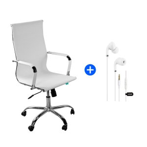 KIT PROMOCIONAL OFFICE SIRIUS BRANCA + FONE DE OUVIDO BRANCO COM MICROFONE CABO 1.2M PLUG 3.5MM