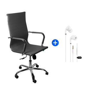 KIT PROMOCIONAL OFFICE SIRIUS CINZA + FONE DE OUVIDO BRANCO COM MICROFONE CABO 1.2M PLUG 3.5MM