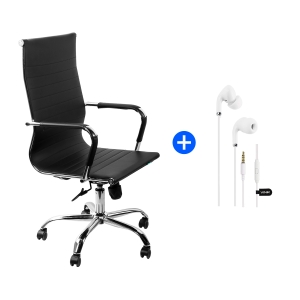 KIT PROMOCIONAL OFFICE SIRIUS PRETA + FONE DE OUVIDO BRANCO COM MICROFONE CABO 1.2M PLUG 3.5MM