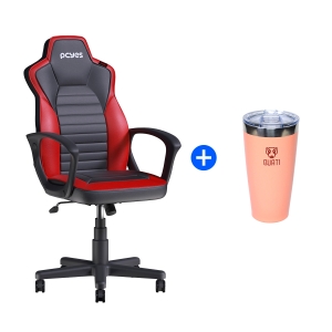 KIT PROMOCIONAL GAMER STI PRETA/VERMELHO + COPO TÉRMICO QUATI CORAL 473ML