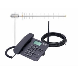 KIT TELEFONE CELULAR RURAL FIXO DE MESA QUADRIBAND CA42S + ANTENA 17DBI 900MHZ E CABO DE 15M CA902