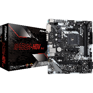 PLACA MÃE ASROCK AM4 B450M-HDV R4.0 M-ATX 2XDDR4 DIMM 64GB 2XUSB2.0 4XUSB3.1 HDMI/DVI-D/D-SUB 1XM.2 REDE GIGA
