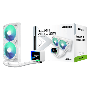 WATER COOLER ASROCK CHALLENGER WHITE 240 DIGITAL BRANCO 240MM ARGB COM DISPLAY