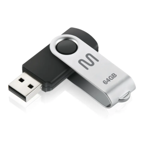 PEN DRIVE 64GB TWIST2 PRETO/PRATA PD590