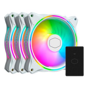 KIT 3 FAN PARA GABINETE COOLER MASTER MASTERFAN MF120 HALO ARGB 120MM BRANCO  |  MFL-B2DW-183PA-R1