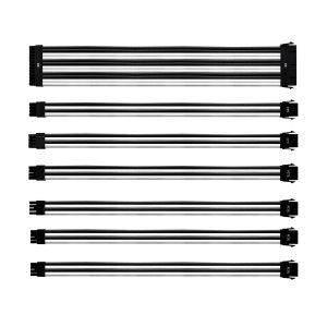 KIT CABO EXTENSÃO SLEEVED PARA FONTE COOLER MASTER PSU 30CM CAPA DE PVC  BRANCO E PRETO  |  CMA-NEST16WTBK1-GL