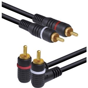 CABO 2 RCA X 2 RCA 90º ÁUDIO PROFISSIONAL 5 METROS (PACOTE C/ 10) - L22M