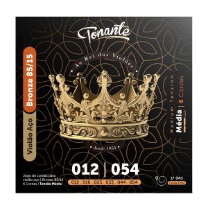 ENCORDOAMENTO 012 AÇO BRONZE 85 15 P/VIOLÃO 0.012 - 0.054 - TNVA12B85