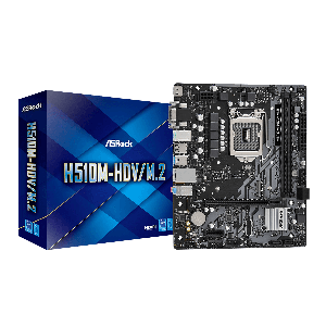 PLACA MÃE ASROCK LGA1200 H510M-HDV/M.2 2XDDR4 3200MHZ DIMM 64GB, 2XUSB 3.2, 4XUSB 2.0, 4XSATA, HDMI, DVI-D, VGA, GIGABIT