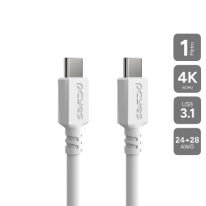 CABO PARA CELULAR CARREGAMENTO USB TIPO-C 3.1 P/ USB TIPO-C 3.1 - BRANCO - 1 METRO - PUCP1B