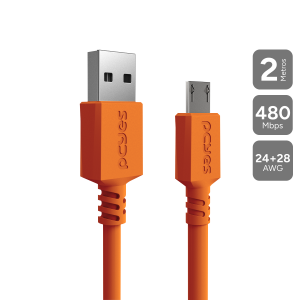 CABO MICRO USB PARA USB A 2.0 - LARANJA - CAIXA JBL - 2M - PMUAM-2L