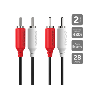 CABO DE AUDIO 2 RCA M PARA 2 RCA M - 2 MTS - P2R-2