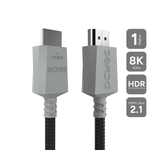 CABO HDMI PCYES ULTRA 2.1 8K 1080/144HZ - CONECTOR CINZA - 1 METRO - NYLON - PHU21P