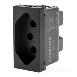 MODULO CONECTOR TOMADA LEGRAND PIAL PLUS+2P+T 20A 250V 1M PRETO | 615060PT