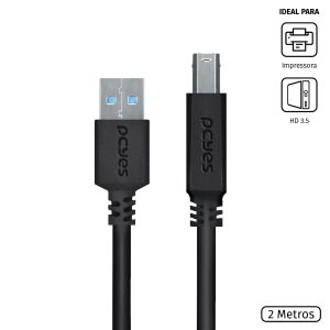 CABO P/ IMPRESSORA USB A 3.0 M P/ USB B 3.0 M - 2 MTS - PUABM3-2