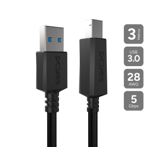 CABO P/ IMPRESSORA USB A 3.0 M P/ USB B 3.0 M - 3 MTS - PUABM3-3