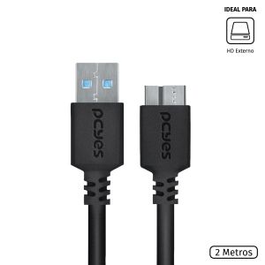 CABO P/ HD EXTERNO USB A 3.0 MACHO P/ MICRO USB B 3.0 - 2 METROS - PUAMCM3-2