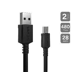 CABO PARA CELULAR CAMERA GPS CARREGAMENTO USB A 2.0 PARA MINI USB B 2.0 - PRETO - 2 METROS - PUANM2-2