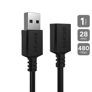CABO EXTENSOR USB A 2.0 MACHO P/ USB A 2.0 FEMEA - 1 METRO - PUAMF2-1