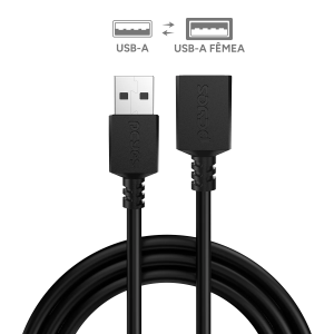 CABO EXTENSOR USB A 2.0 MACHO P/ USB A 2.0 FEMEA - 1 METRO - PUAMF2-1