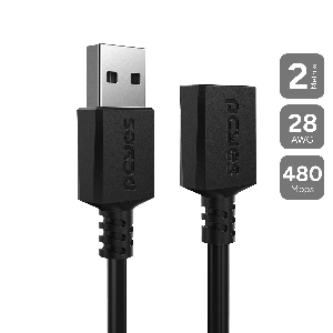 CABO EXTENSOR USB A 2.0 MACHO P/ USB A 2.0 FEMEA - 2 METROS - PUAMF2-2