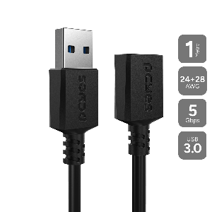 CABO EXTENSOR USB A 3.0 MACHO P/ USB A 3.0 FÊMEA - 1 METRO - PUAMF3-1