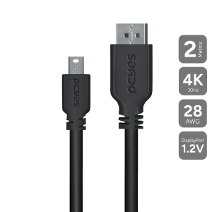 CABO MINI DISPLAYPORT MACHO PARA DISPLAYPORT MACHO V.1.2 28AWG PURO COBRE 2 METROS - PMDDPM-2