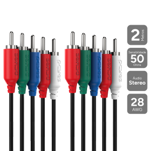 CABO DE VIDEO 5 RCA M PARA 5 RCA M - 2 MTS - P5R-2