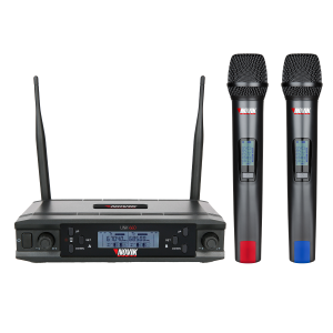 MICROFONE UHF DUPLO MULTI-FREQUÊNCIA 2X300 CANAIS TRANSMISSÃO DIGITAL