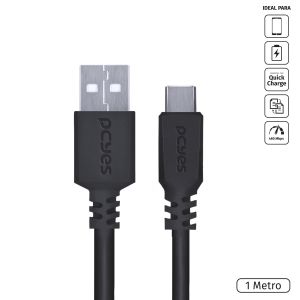 CABO USB A 2.0 MACHO P/ USB TIPO-C - PRETO - 1 METRO - PUACP-01