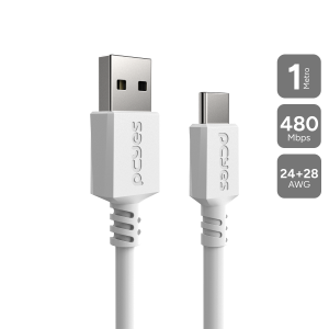 CABO PARA CELULAR TABLET CARREGAMENTO USB A 2.0 MACHO P/ USB TIPO-C - BRANCO - 1 METRO - PUACB-01