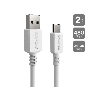 CABO PARA CELULAR TABLET CARREGAMENTO USB A 2.0 M P/ USB TIPO-C - BRANCO - 2 MTS - PUACB-02