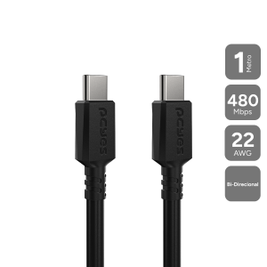 CABO PARA CELULAR CARREGAMENTO USB TIPO-C P/ USB TIPO-C 2.0 - PRETO - 1 METRO - PUCP-01