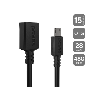 CABO ADAPTADOR OTG MICRO USB P/ USB A 2.0 - PRETO - 15CM - PAMUP-15