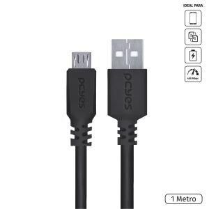 CABO MICRO USB PARA USB A 2.0 - PRETO - 1 METRO - PMUAP-1
