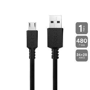 CABO MICRO USB PARA USB A 2.0 - PRETO - 1 METRO - PMUAP-1