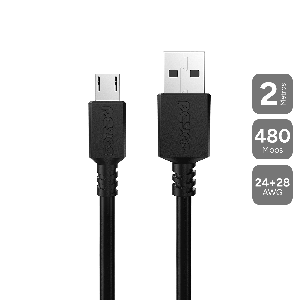CABO PARA CELULAR CAMERA CAIXA DE SOM CARREGAMENTO MICRO USB PARA USB A 2.0 - PRETO - 2 METROS - PMUAP-2