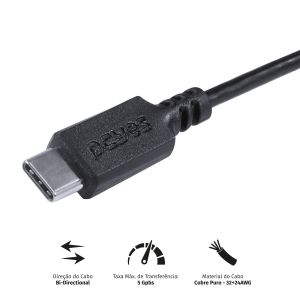 CABO USB TIPO-C P/ USB B 3.0 - PRETO - 1 METRO - P3UCBP-1