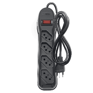 FILTRO DE LINHA CIRCUIT BREAKER 4 TOMADAS PP 3X0,75 1M PRETO